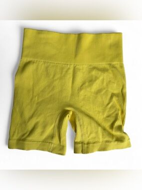 Women's Yellow Ribbed Bike Shorts